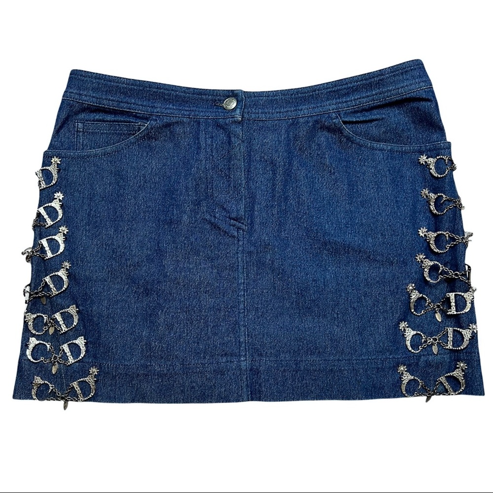 SOLD Vintage Christian Dior By Galliano CD Spur Charm Denim Mini Skirt